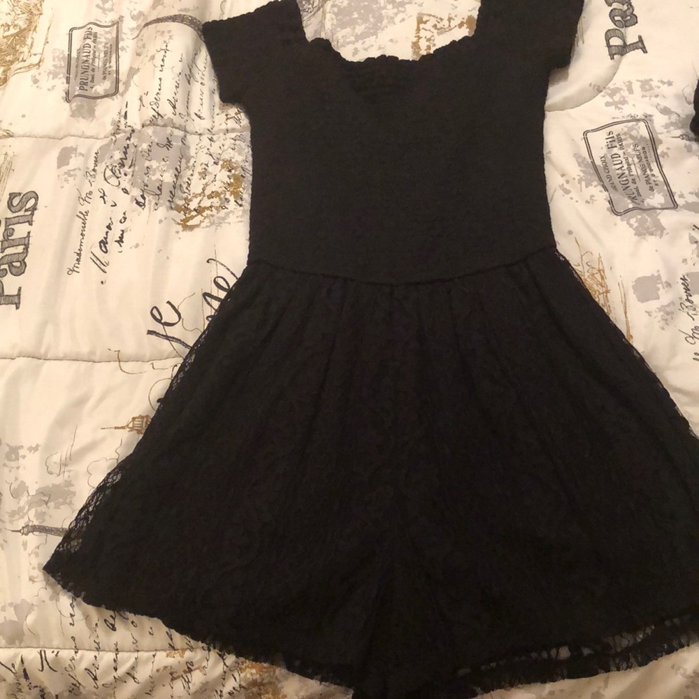 Hollister black lace romper